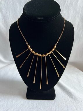 Vintage Sarah Coventry Gold Fringe Necklace Sunburst Statement Bib